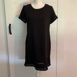 Black dress with fringe detail